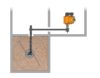 Eine technische Zeichnung von einer Holzhackschnitzel- / Pelletheizung UTSD mit einer Austragung mit Kugelübergabe, welche den Brennstoff vom Lagerraum zu den Heizungen befördert.