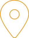 A depicted location icon in orange color on checkered background.