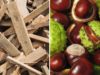 Special fuel: waste wood on the left, chestnut shells on the right