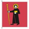 Flag of the Swiss canton Glarus, in red the black-robed Saint Fridolin.